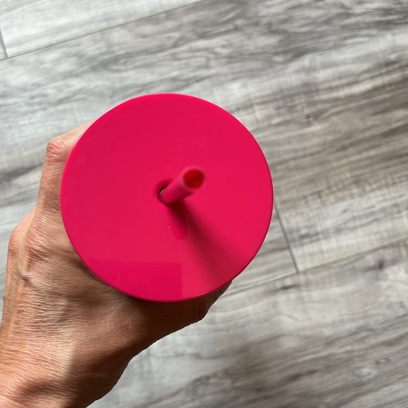 Teavana 20 ounce tumbler straw pink floral hibiscus flowers red green cup - Picture 5 of 6